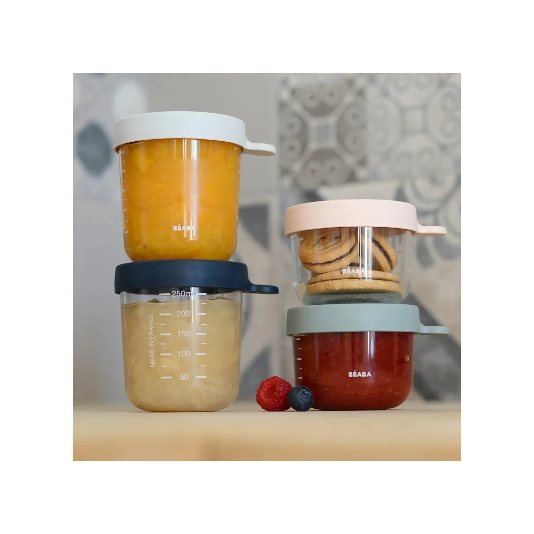 Coffret 4 pots portions en verre Béaba