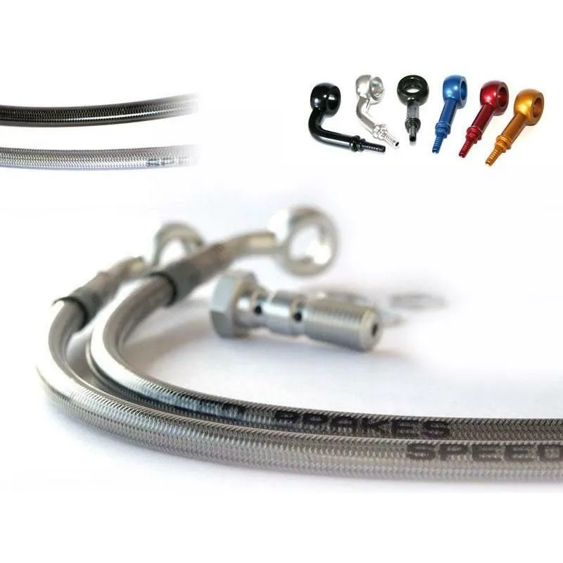 Durite de frein arrière SPEEDBRAKES carbone/raccord argent Suzuki GSX-R750 - piecemotoquad.fr