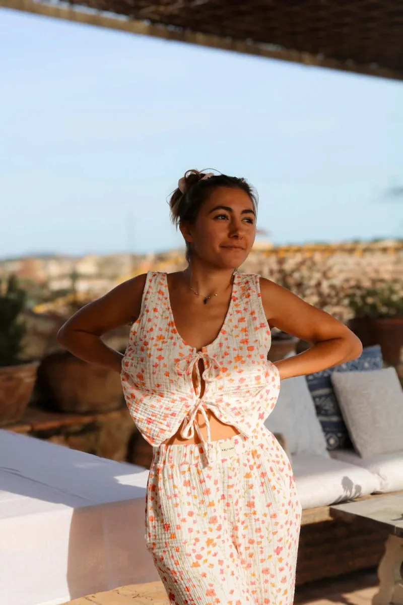 Haut de plage fleurit reversible - Jade