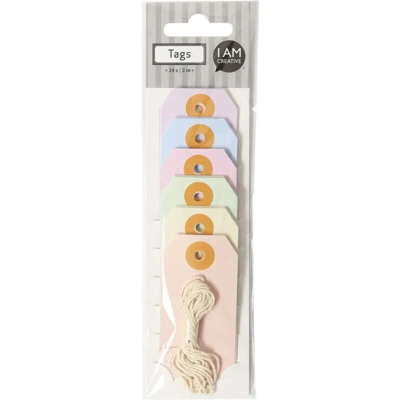 I AM CREATIVE étiquettes pour cadeaux, 24 pièces, assortis