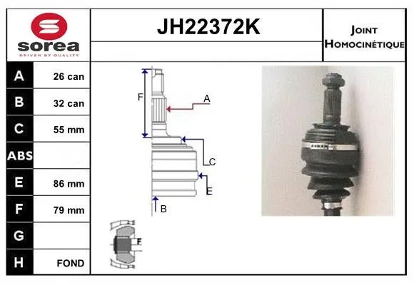 Jeu de joints, arbre de transmission TOPCAR JH22372K 