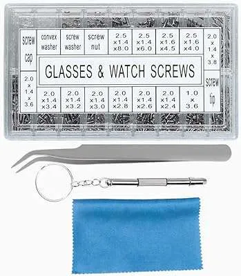 Kit de réparation de lunettes 1000 pièces petites vis pour lunettes de soleil en acier 