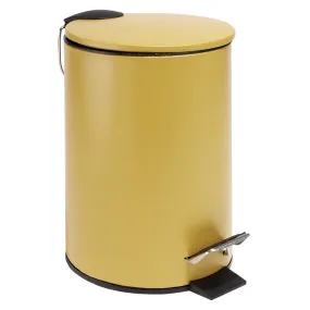 Poubelle salle de bain à pédale métal jaune 3L