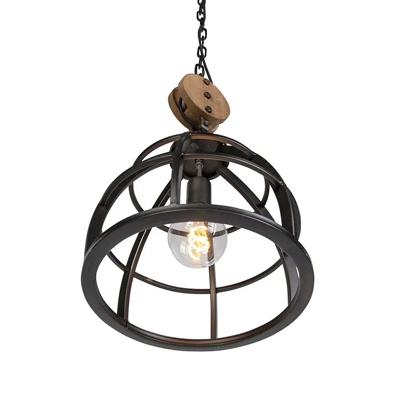 Suspension industrielle abat-jour acier noir 33 cm - Arthur